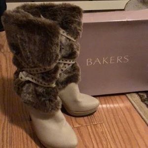 Bakers size 9 faux fur high heel boots